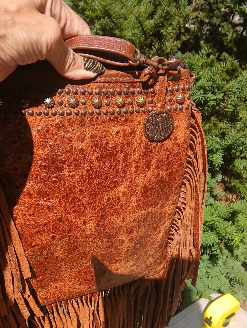 Double J Saddlery the PP41 Vintage Cognac Ostrich Pouch Purse - Picture 14 of 16